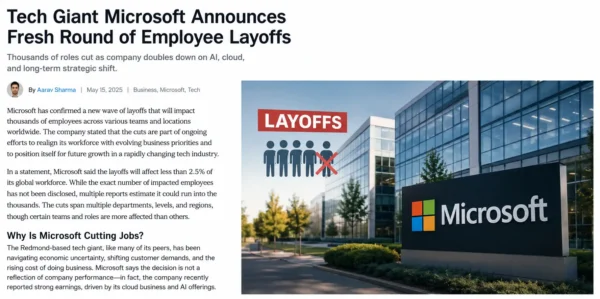 Tech Giant Microsoft Announces Fresh Round of Employee Layoffs